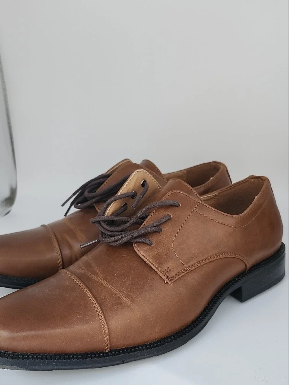 Alfani Brown Leather Lace-Up Shoes